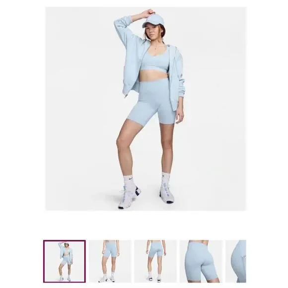NWT Nike One Dri-FIT High Waist 8" Biker Shorts Blue FZ6758-440 Women's Size XS - Picture 16 of 16
